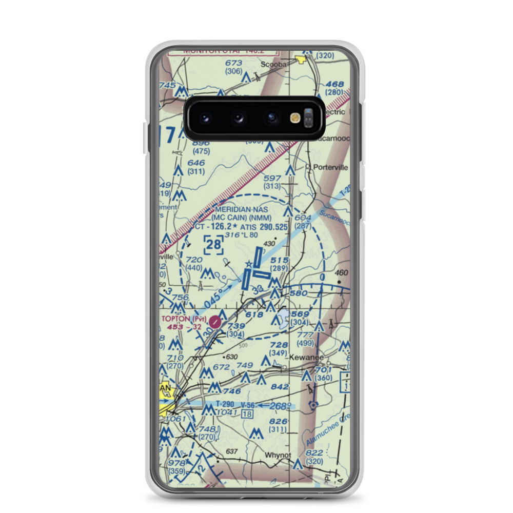 Meridian Naval Air Station (NMM) VFR Sectional Samsung Case Samsung Galaxy S10 model shown