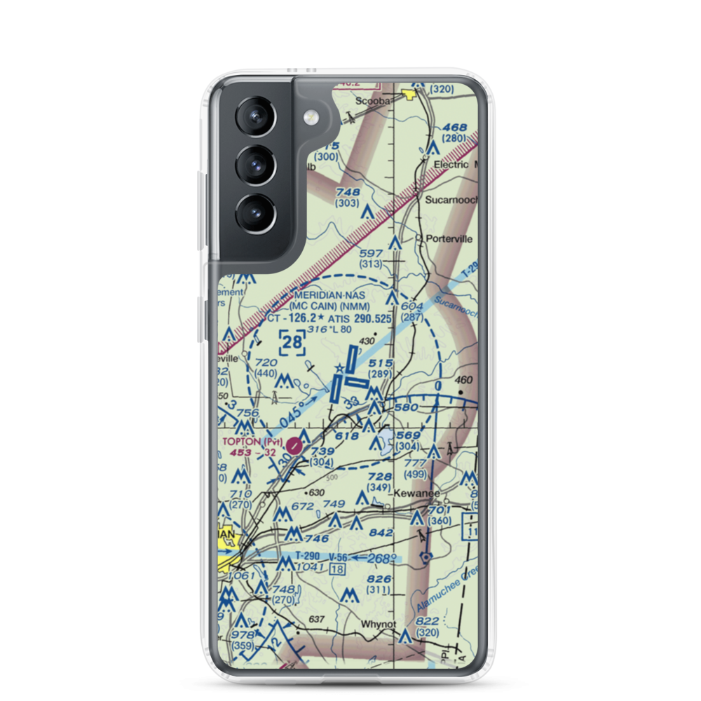 Meridian Naval Air Station (NMM) VFR Sectional Samsung Case Samsung Galaxy S21 model shown