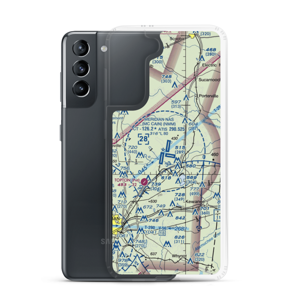 Meridian Naval Air Station (NMM) VFR Sectional Samsung Case Samsung Galaxy S21 model shown
