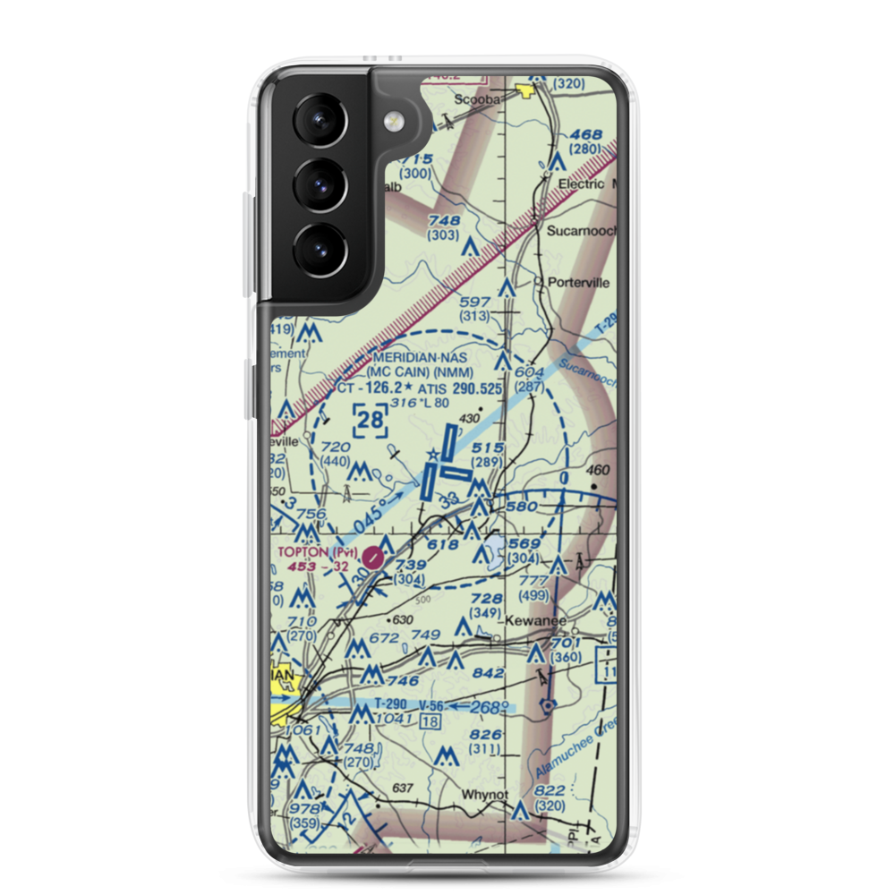 Meridian Naval Air Station (NMM) VFR Sectional Samsung Case Samsung Galaxy S21 Plus model shown