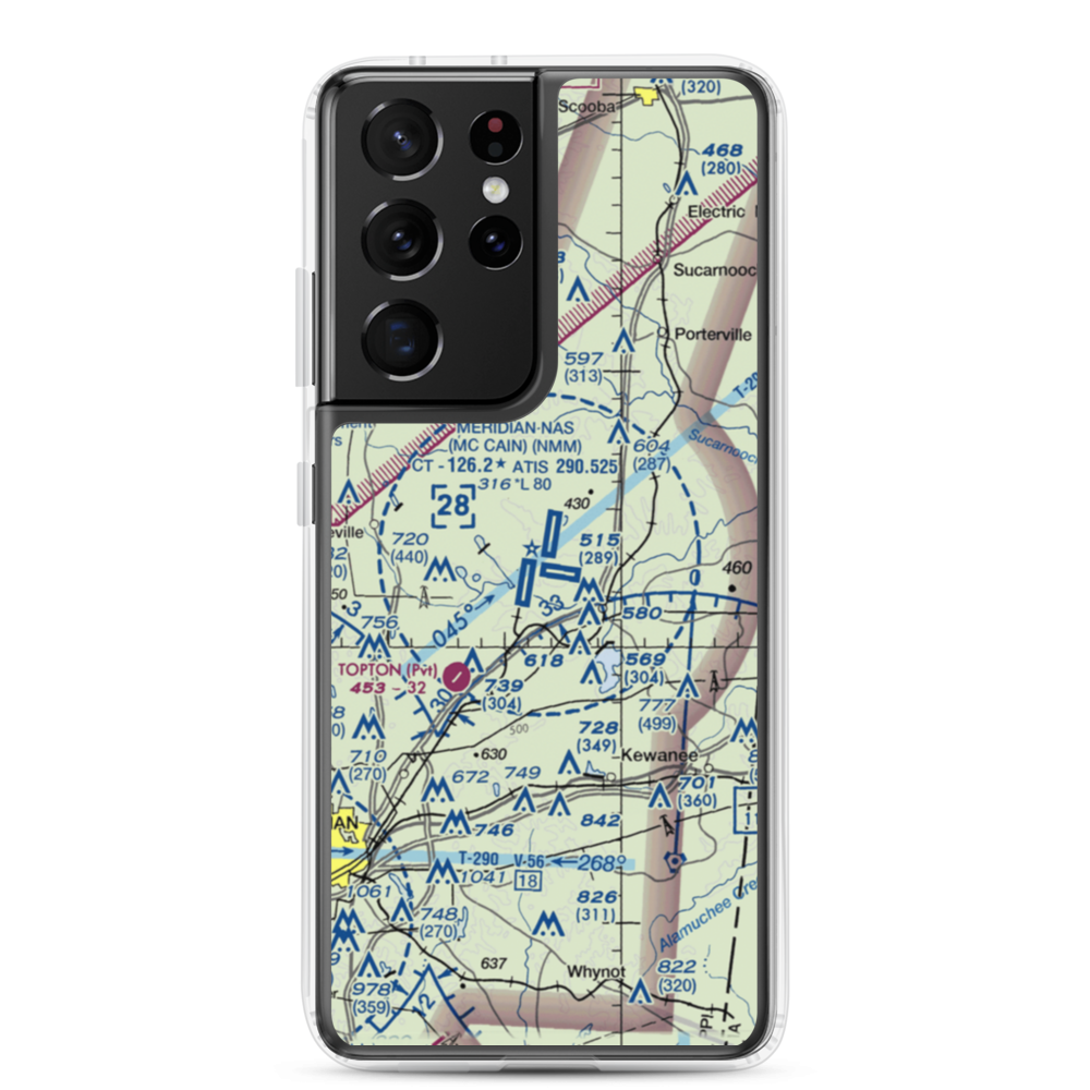 Meridian Naval Air Station (NMM) VFR Sectional Samsung Case Samsung Galaxy S21 Ultra model shown