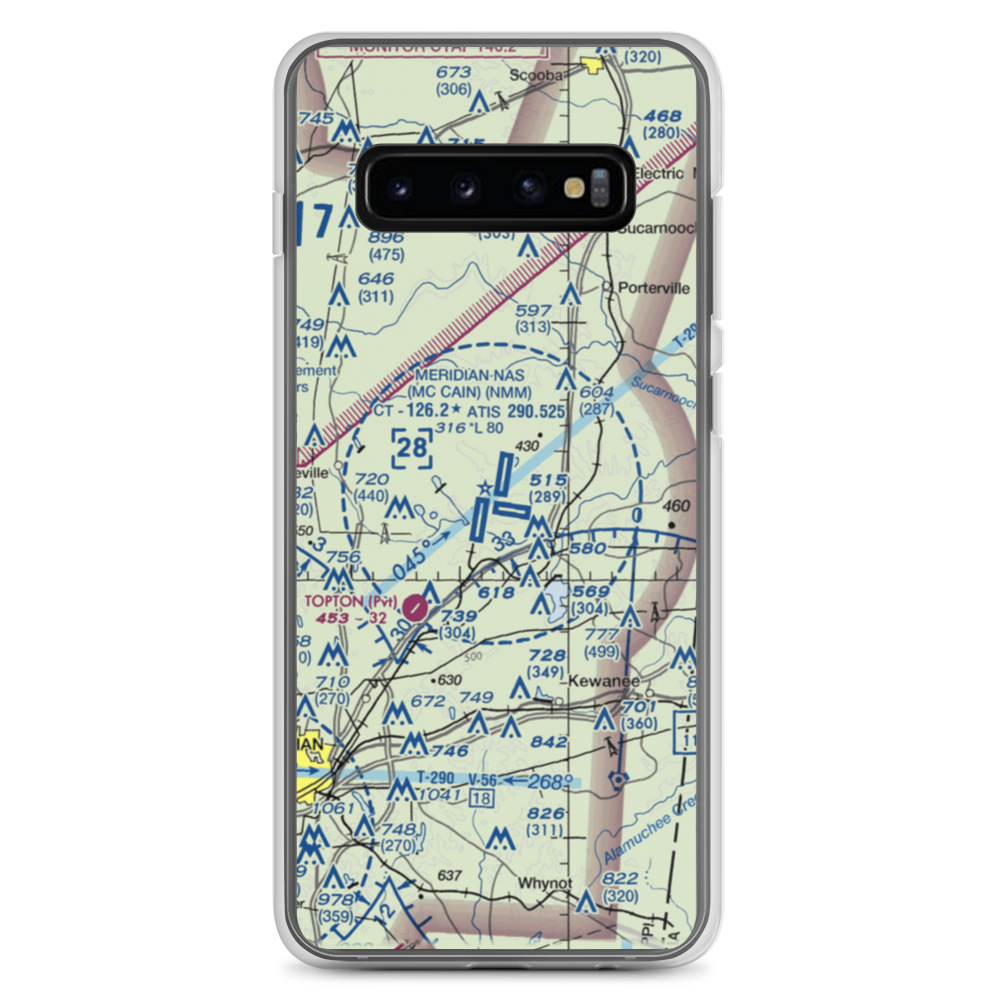 Meridian Naval Air Station (NMM) VFR Sectional Samsung Case Samsung Galaxy S10+ model shown