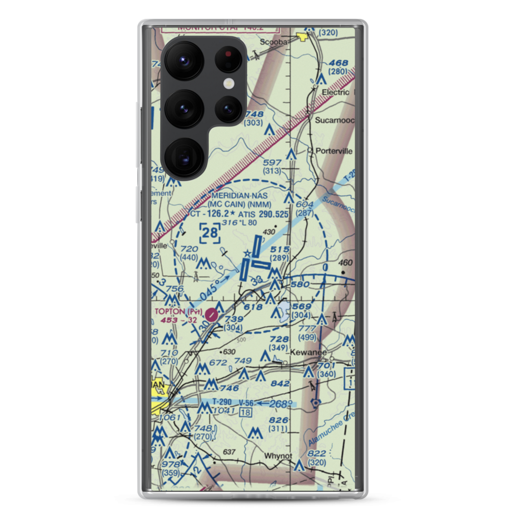 Meridian Naval Air Station (NMM) VFR Sectional Samsung Case Samsung Galaxy S22 Ultra model shown