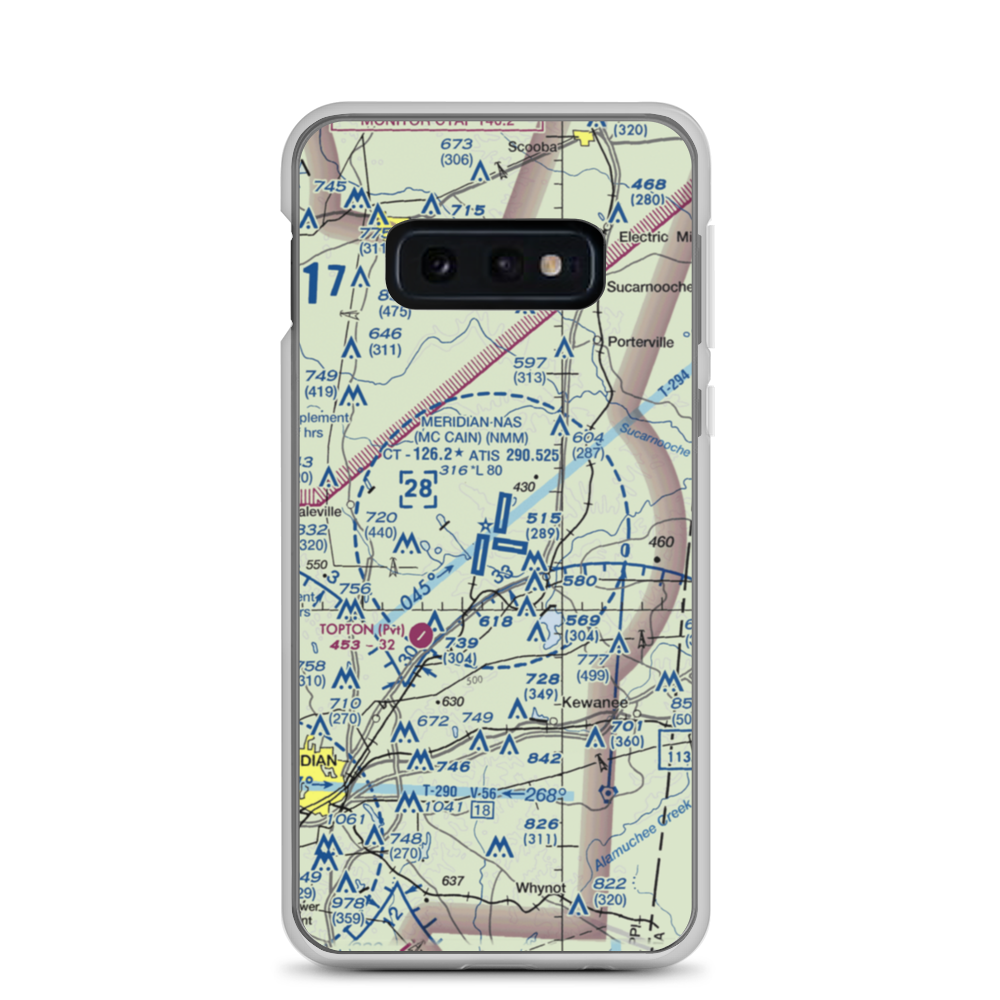 Meridian Naval Air Station (NMM) VFR Sectional Samsung Case Samsung Galaxy S10e model shown