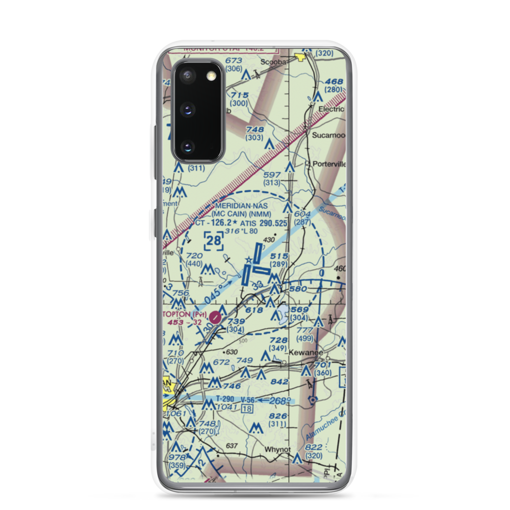 Meridian Naval Air Station (NMM) VFR Sectional Samsung Case Samsung Galaxy S20 model shown