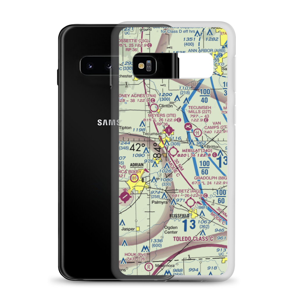 Merillat Airport (34G) VFR Sectional Samsung Case Samsung Galaxy S10 model shown