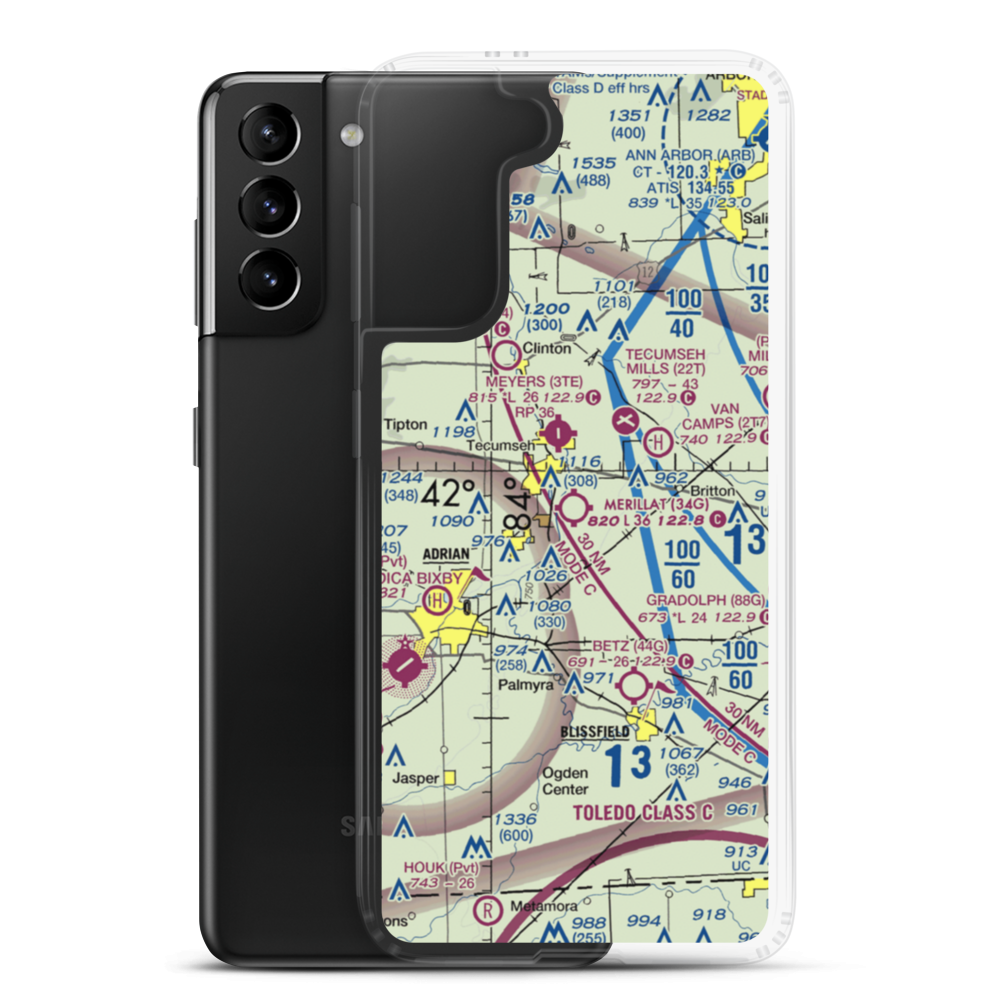 Merillat Airport (34G) VFR Sectional Samsung Case Samsung Galaxy S21 Plus model shown