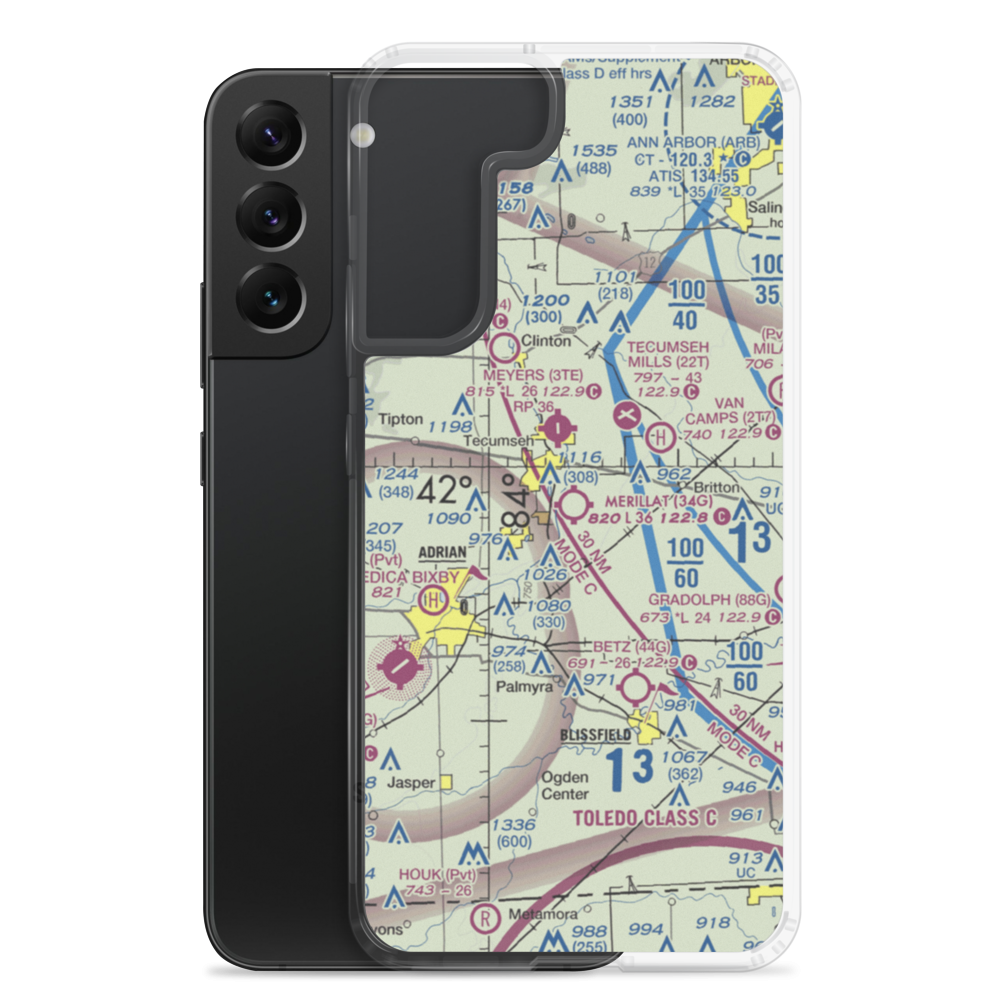 Merillat Airport (34G) VFR Sectional Samsung Case Samsung Galaxy S22 Plus model shown