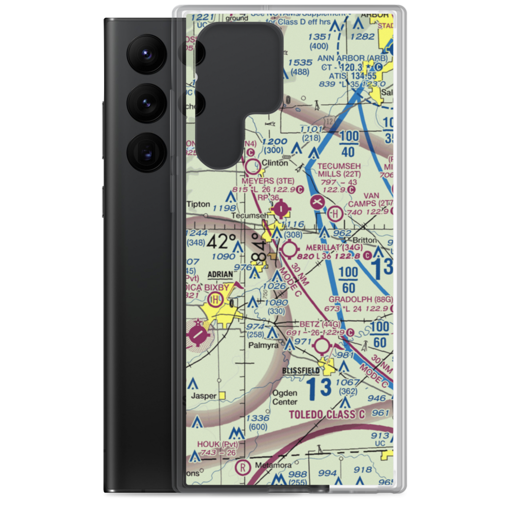 Merillat Airport (34G) VFR Sectional Samsung Case Samsung Galaxy S22 Ultra model shown