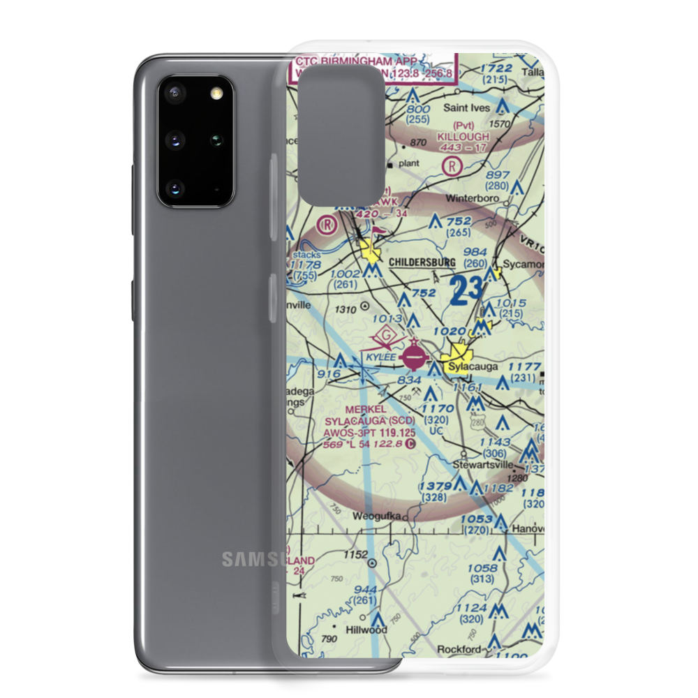 Merkel Field Sylacauga Municipal Airport (SCD) VFR Sectional Samsung Case Samsung Galaxy S20 Plus model shown