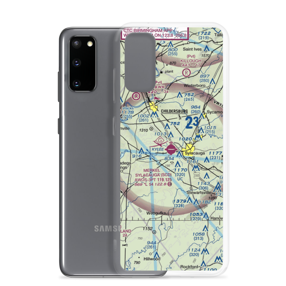 Merkel Field Sylacauga Municipal Airport (SCD) VFR Sectional Samsung Case Samsung Galaxy S20 model shown