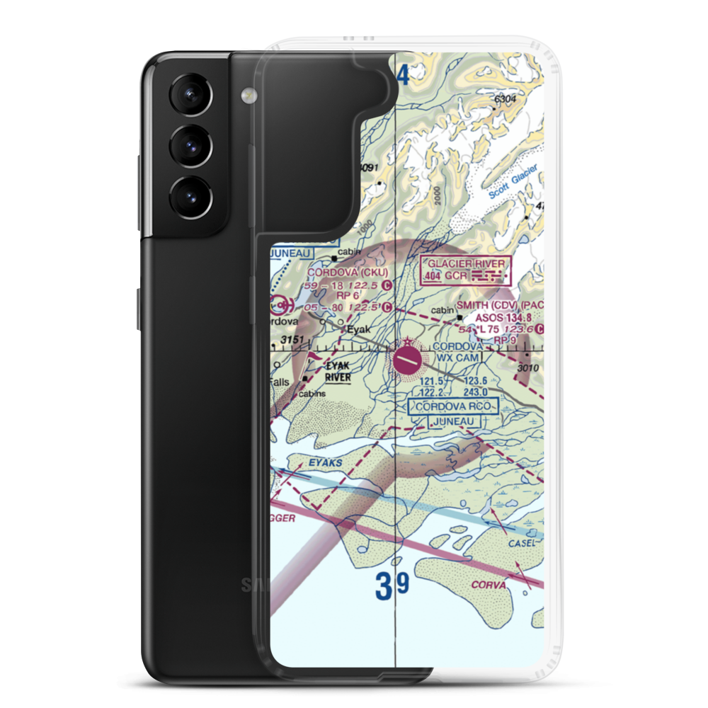 Merle K (Mudhole) Smith Airport (CDV) VFR Sectional Samsung Case Samsung Galaxy S21 Plus model shown