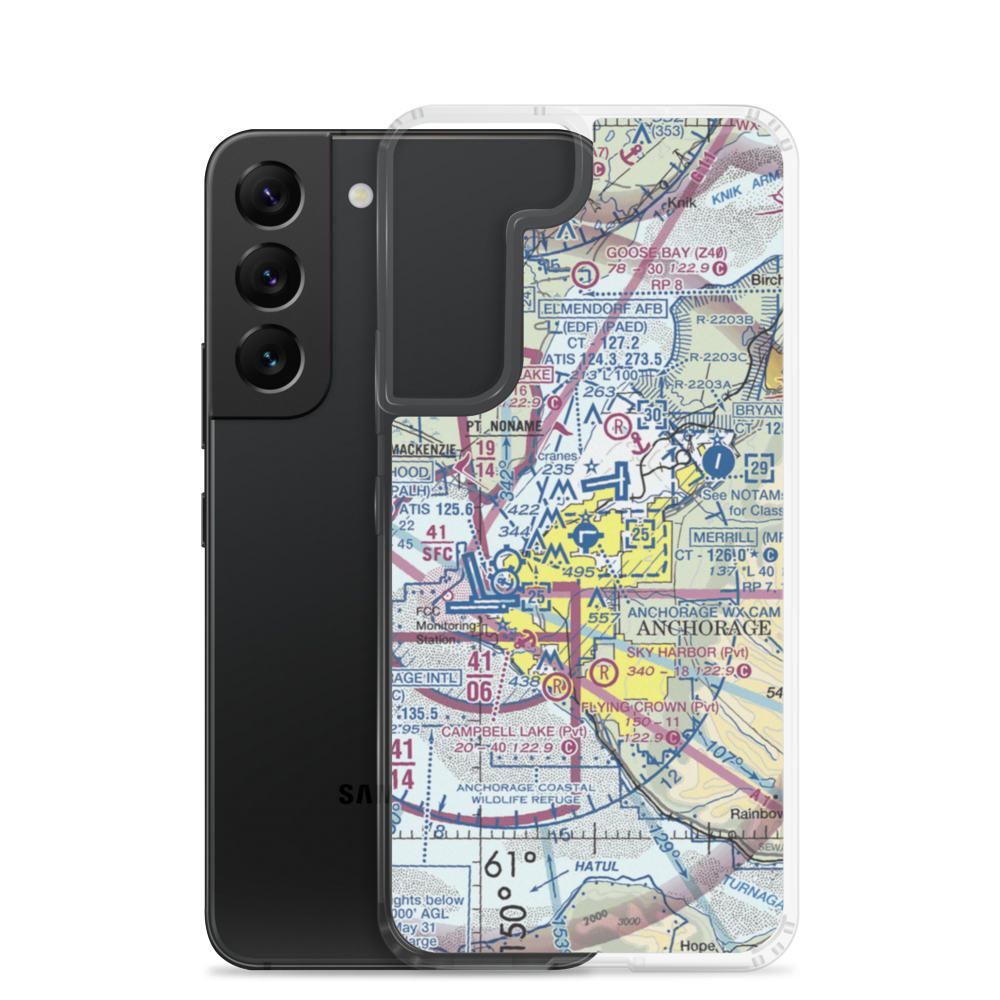 Merrill Field (MRI) VFR Sectional Samsung Case Samsung Galaxy S22 model shown