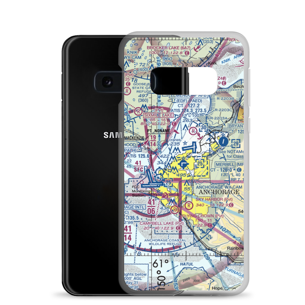 Merrill Field (MRI) VFR Sectional Samsung Case Samsung Galaxy S10e model shown