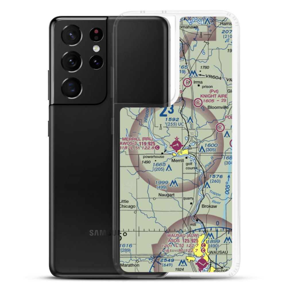 Merrill Municipal Airport (RRL) VFR Sectional Samsung Case Samsung Galaxy S21 Ultra model shown