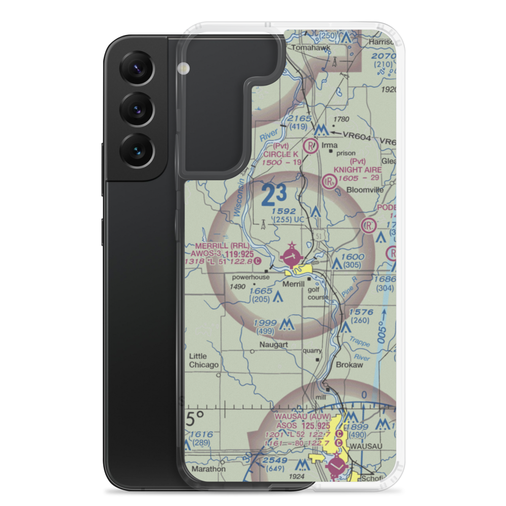 Merrill Municipal Airport (RRL) VFR Sectional Samsung Case Samsung Galaxy S22 Plus model shown