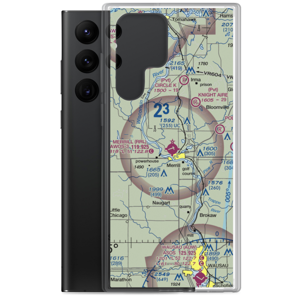 Merrill Municipal Airport (RRL) VFR Sectional Samsung Case Samsung Galaxy S22 Ultra model shown