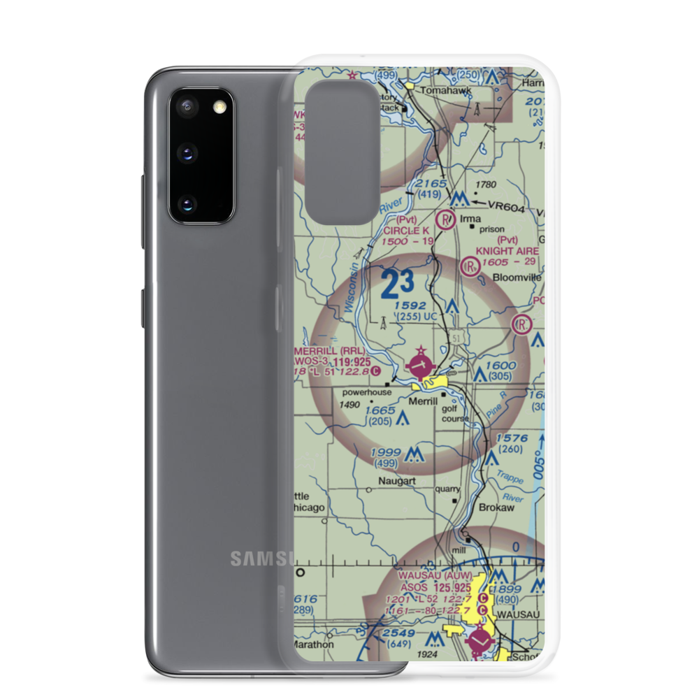 Merrill Municipal Airport (RRL) VFR Sectional Samsung Case Samsung Galaxy S20 model shown