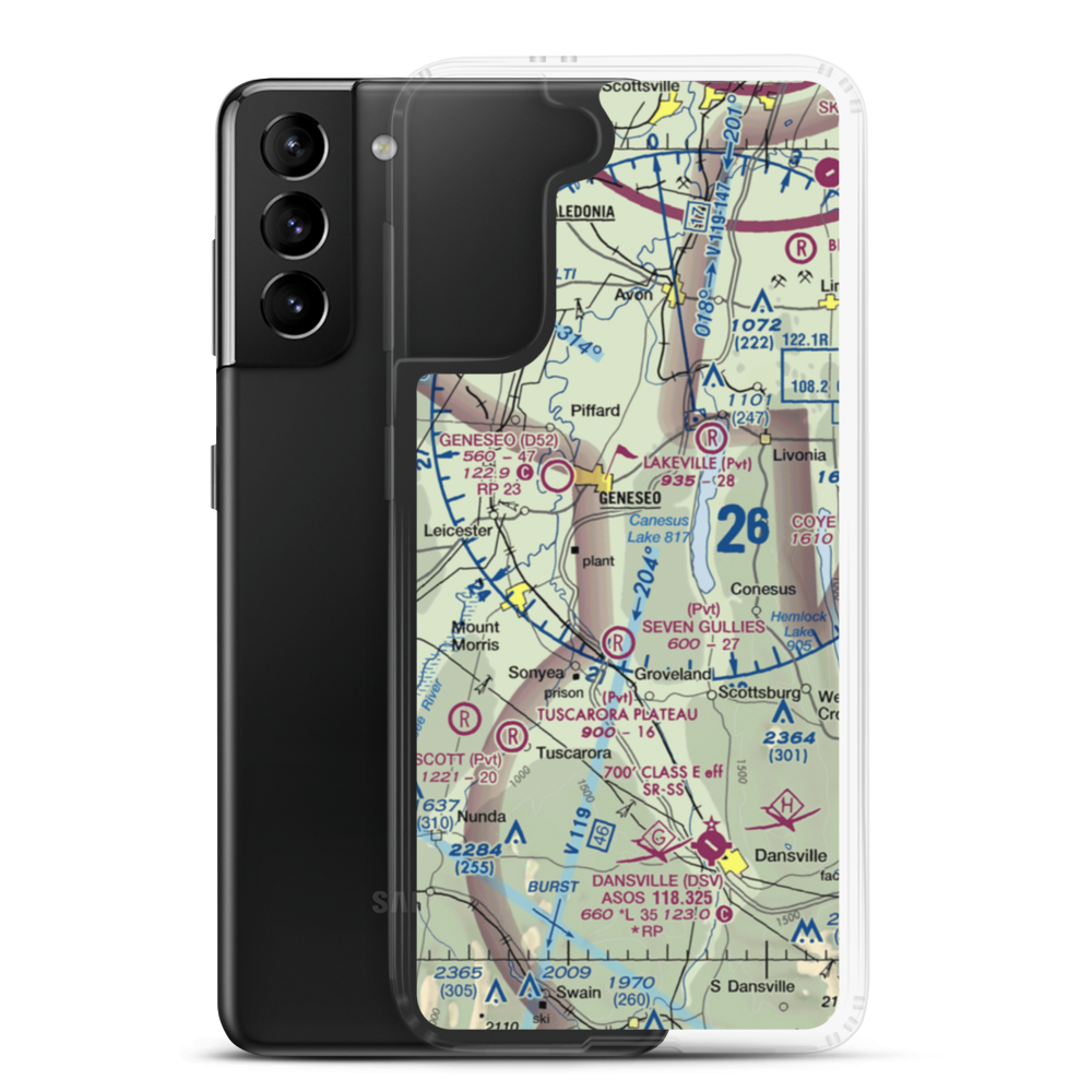 Merrimac Farms Airport (68NY) VFR Sectional Samsung Case Samsung Galaxy S21 Plus model shown