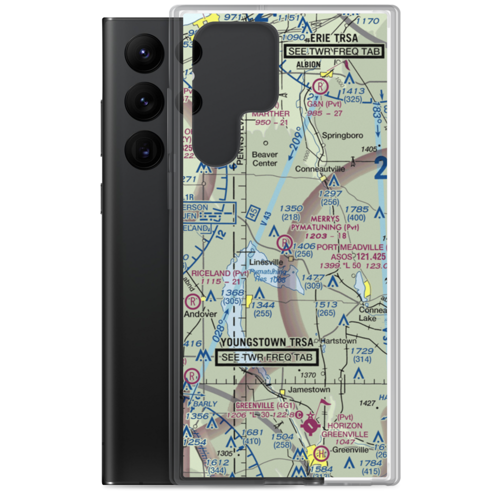 Merrys Pymatuning Airport (PA01) VFR Sectional Samsung Case Samsung Galaxy S22 Ultra model shown