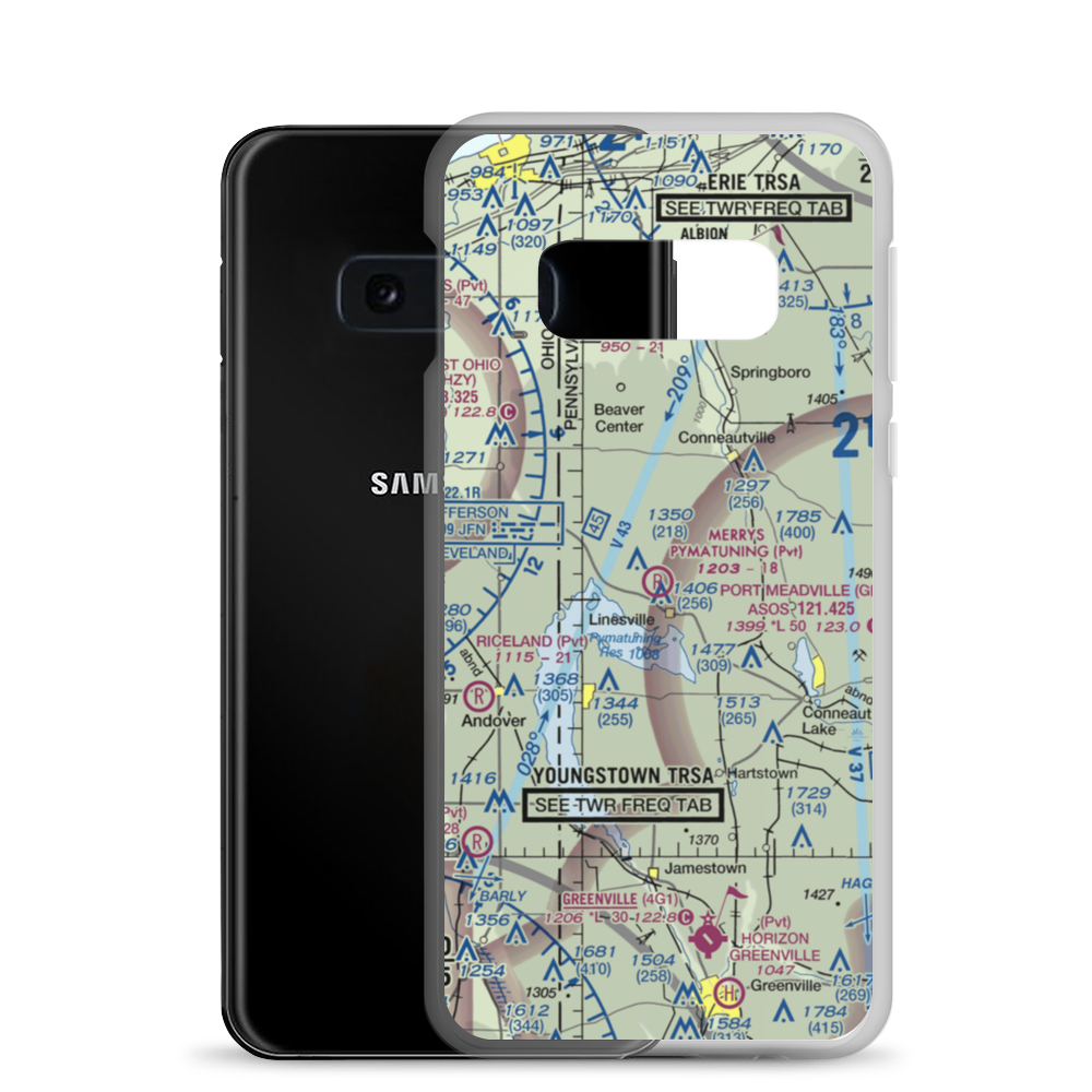 Merrys Pymatuning Airport (PA01) VFR Sectional Samsung Case Samsung Galaxy S10e model shown