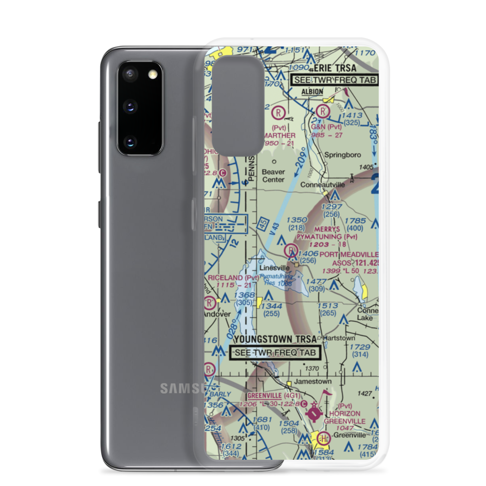 Merrys Pymatuning Airport (PA01) VFR Sectional Samsung Case Samsung Galaxy S20 model shown