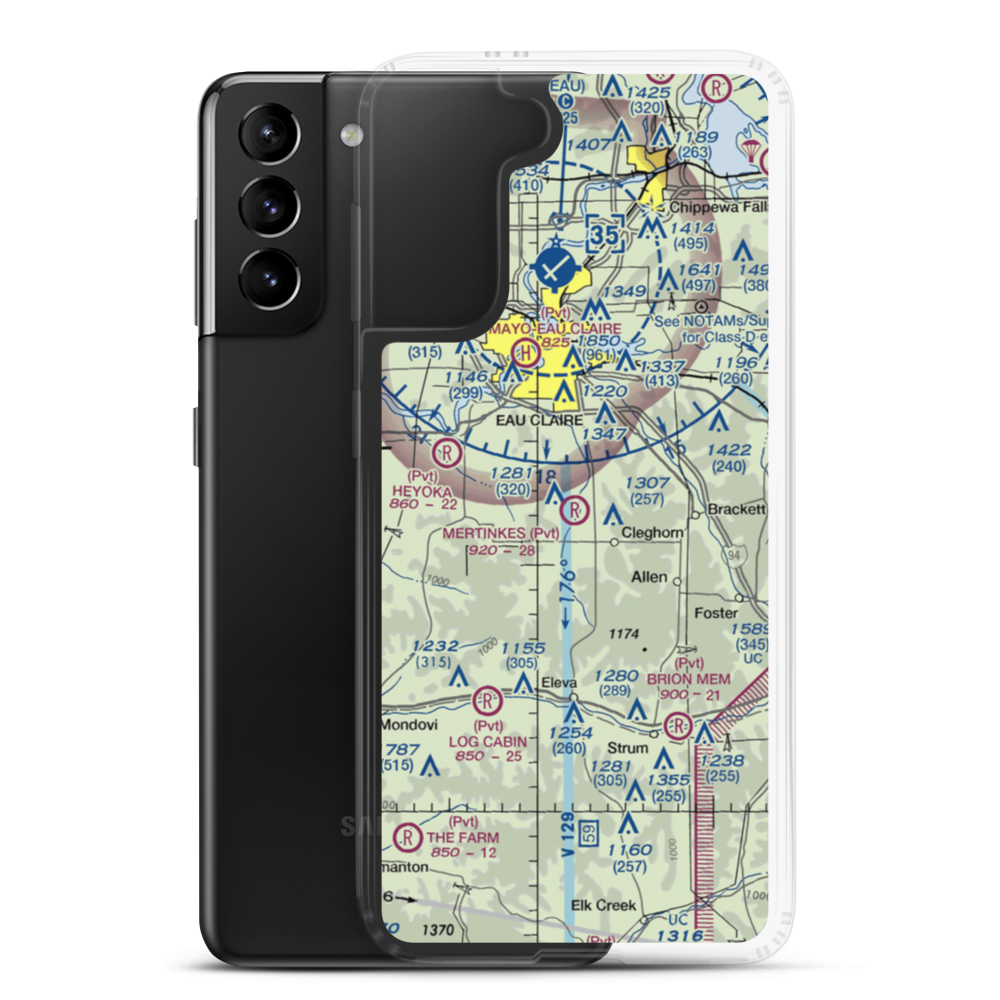 Mertinkes Airport (WI26) VFR Sectional Samsung Case Samsung Galaxy S21 Plus model shown