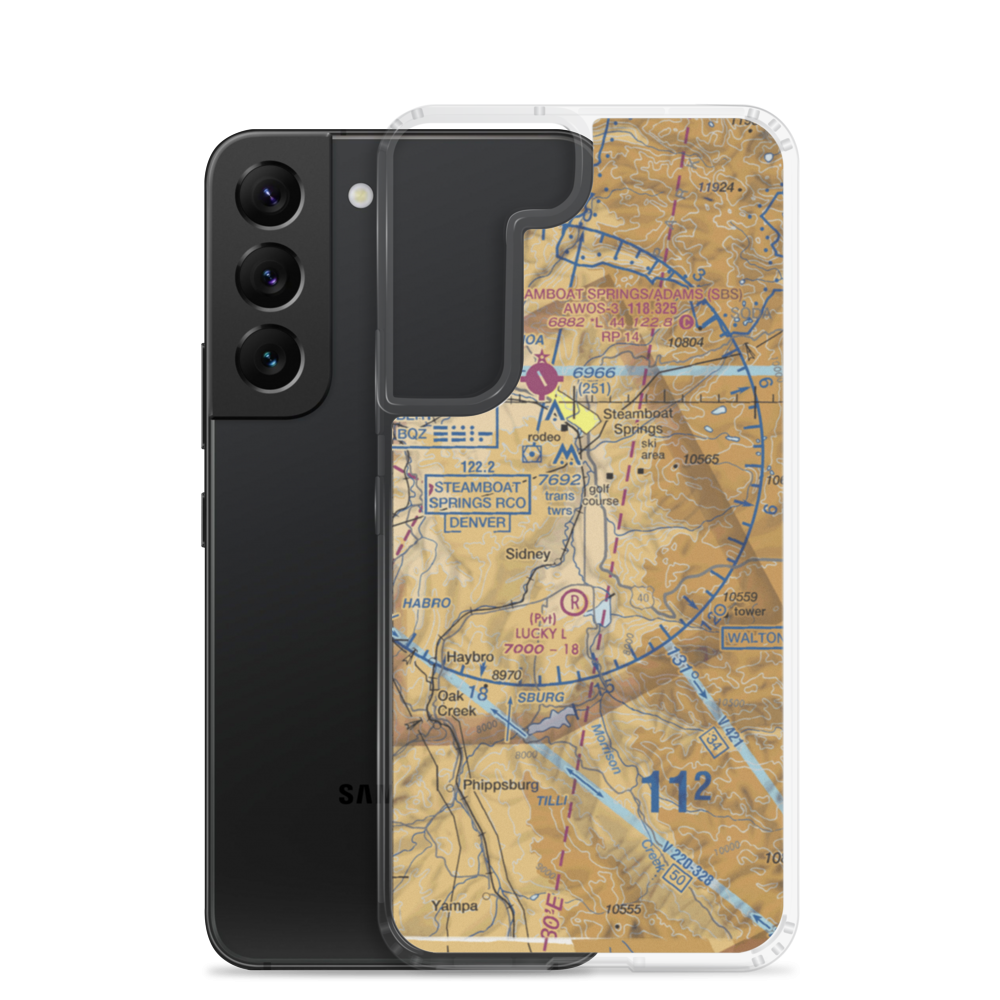 Mesa 1 Airport (81CO) VFR Sectional Samsung Case Samsung Galaxy S22 model shown