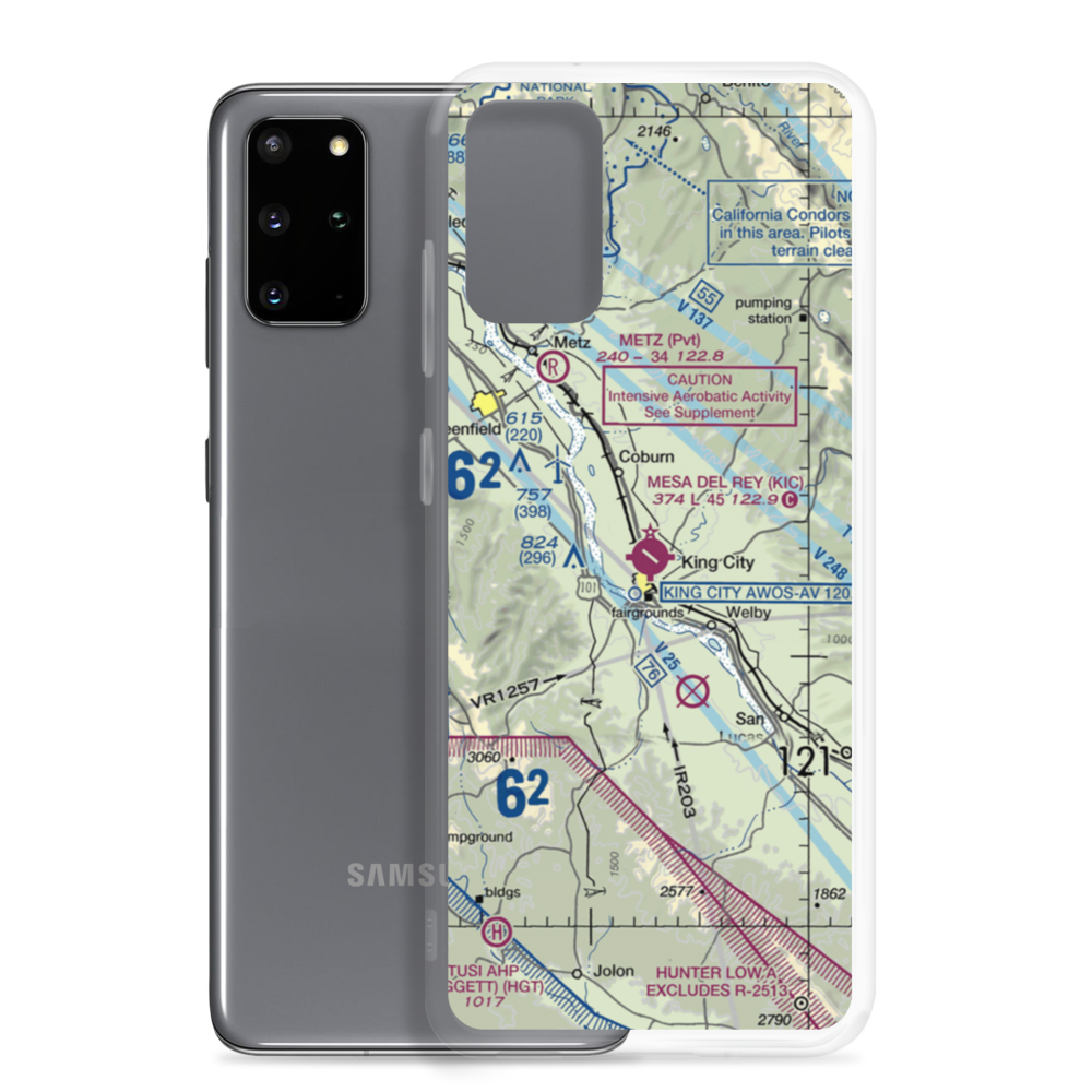 Mesa Del Rey Airport (KIC) VFR Sectional Samsung Case Samsung Galaxy S20 Plus model shown