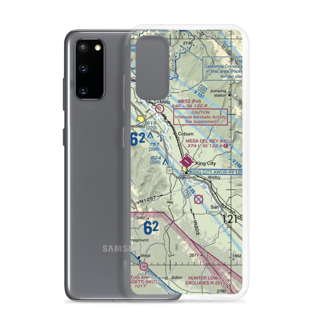 Mesa Del Rey Airport (KIC) VFR Sectional Samsung Case Samsung Galaxy S20 model shown