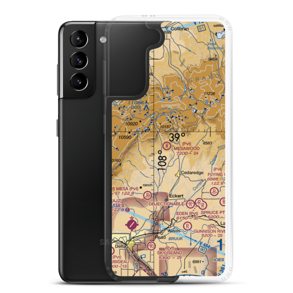 Mesawood Airpark (6CO2) VFR Sectional Samsung Case Samsung Galaxy S21 Plus model shown