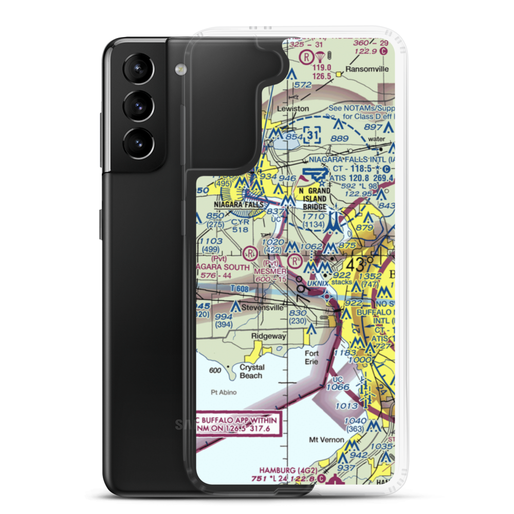 Mesmer Airport (NY49) VFR Sectional Samsung Case Samsung Galaxy S21 Plus model shown