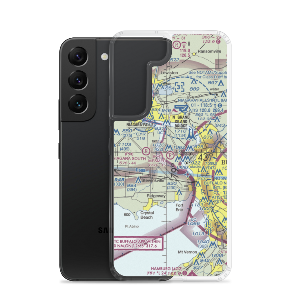 Mesmer Airport (NY49) VFR Sectional Samsung Case Samsung Galaxy S22 model shown