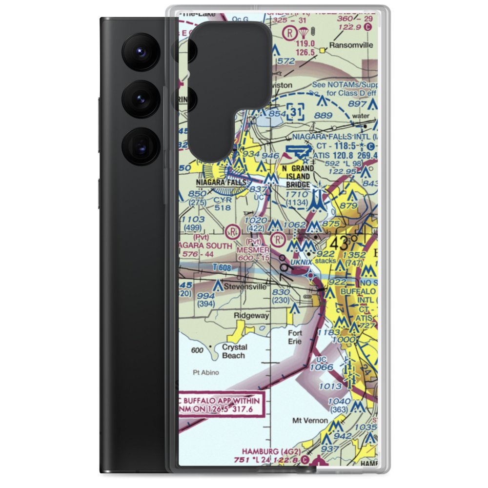 Mesmer Airport (NY49) VFR Sectional Samsung Case Samsung Galaxy S22 Ultra model shown