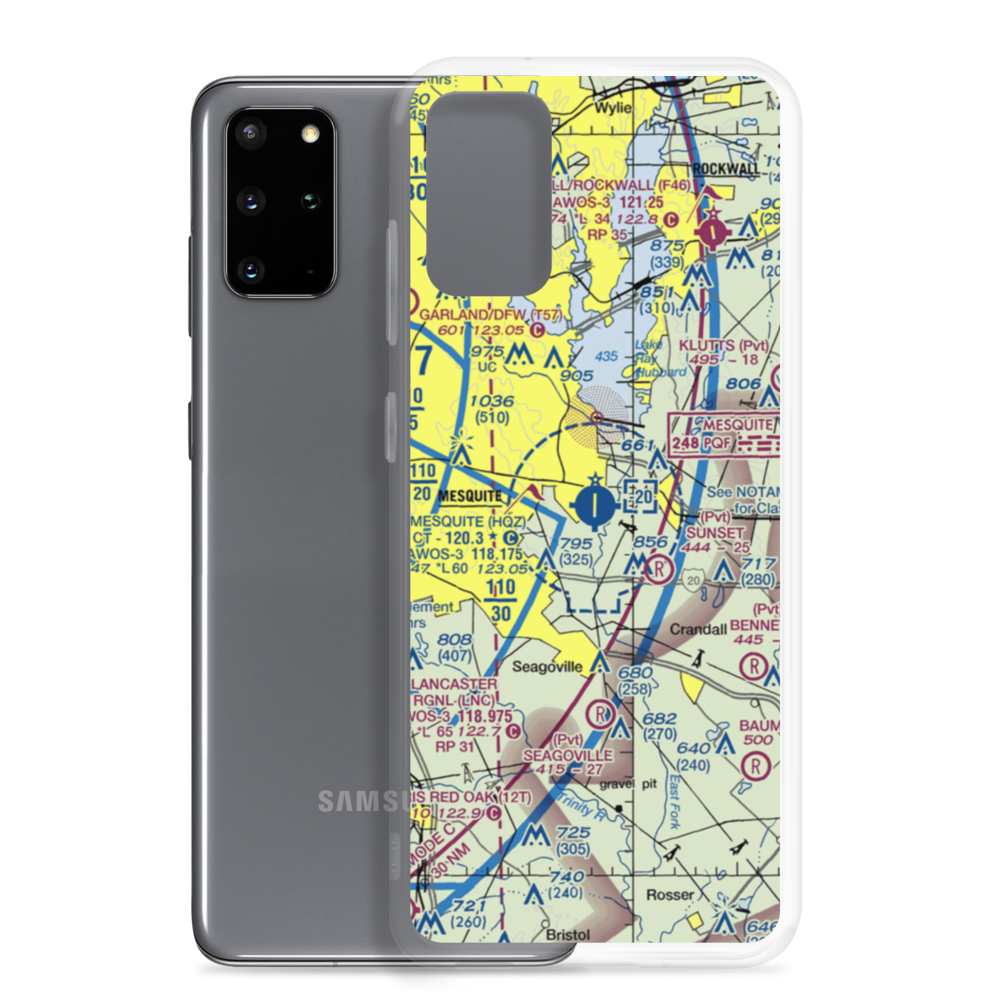 Mesquite Metro Airport (HQZ) VFR Sectional Samsung Case Samsung Galaxy S20 Plus model shown