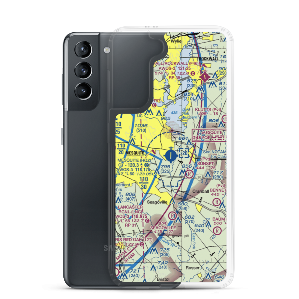 Mesquite Metro Airport (HQZ) VFR Sectional Samsung Case Samsung Galaxy S21 model shown