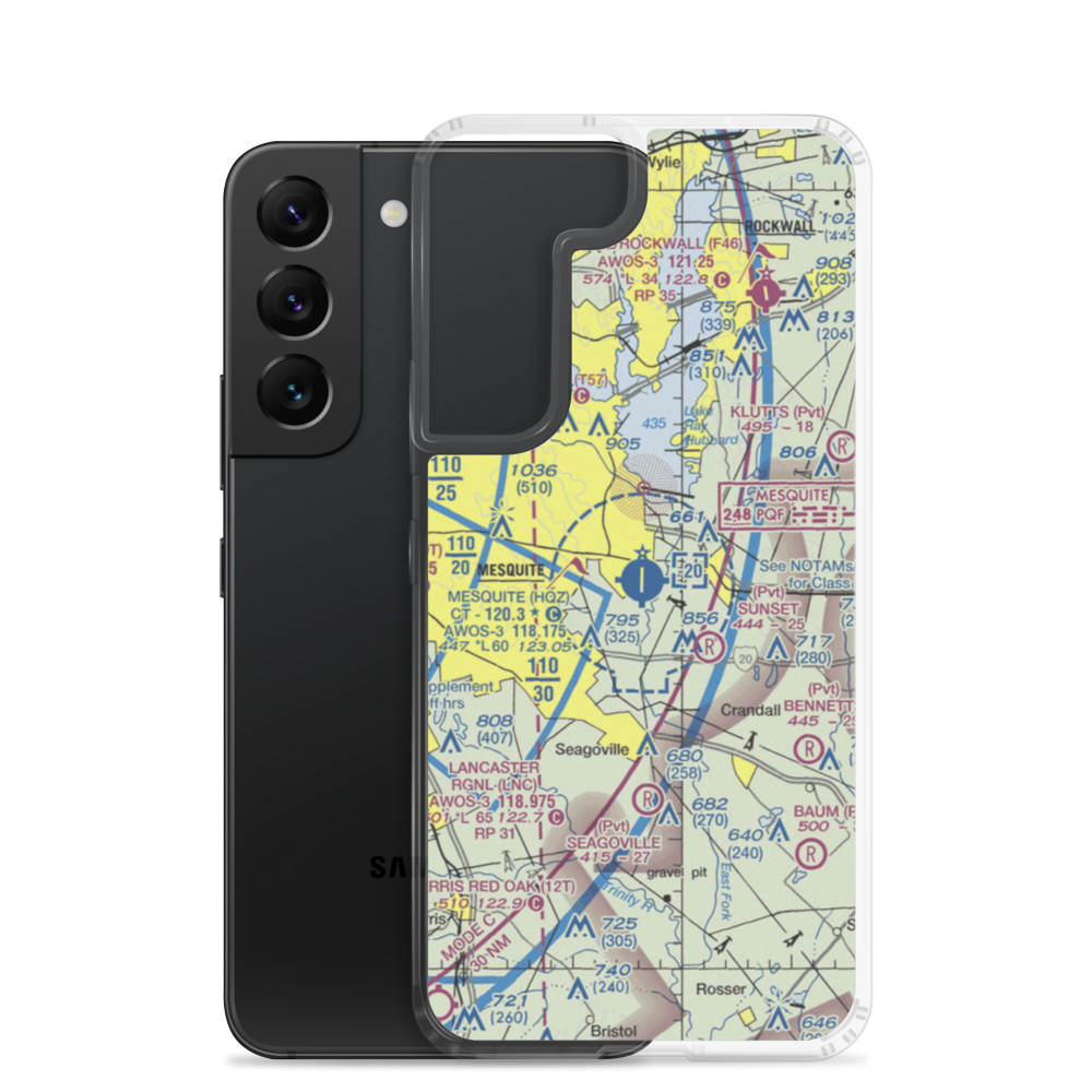 Mesquite Metro Airport (HQZ) VFR Sectional Samsung Case Samsung Galaxy S22 model shown