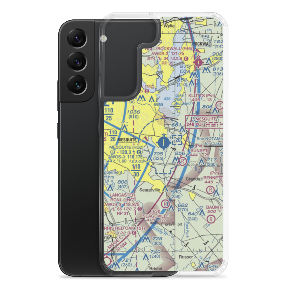Mesquite Metro Airport (HQZ) VFR Sectional Samsung Case Samsung Galaxy S22 Plus model shown