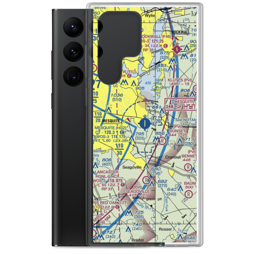 Mesquite Metro Airport (HQZ) VFR Sectional Samsung Case Samsung Galaxy S22 Ultra model shown
