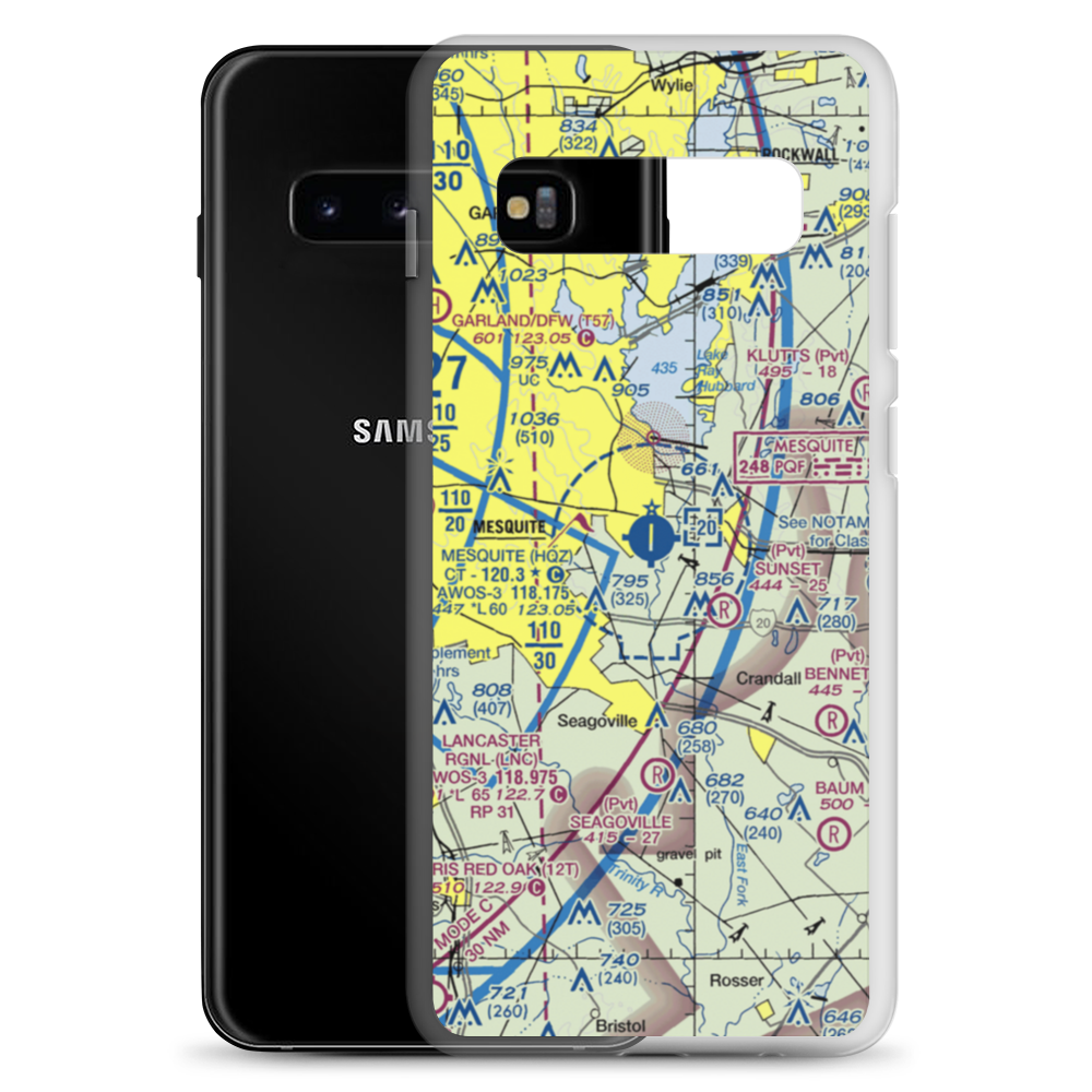 Mesquite Metro Airport (HQZ) VFR Sectional Samsung Case Samsung Galaxy S10+ model shown