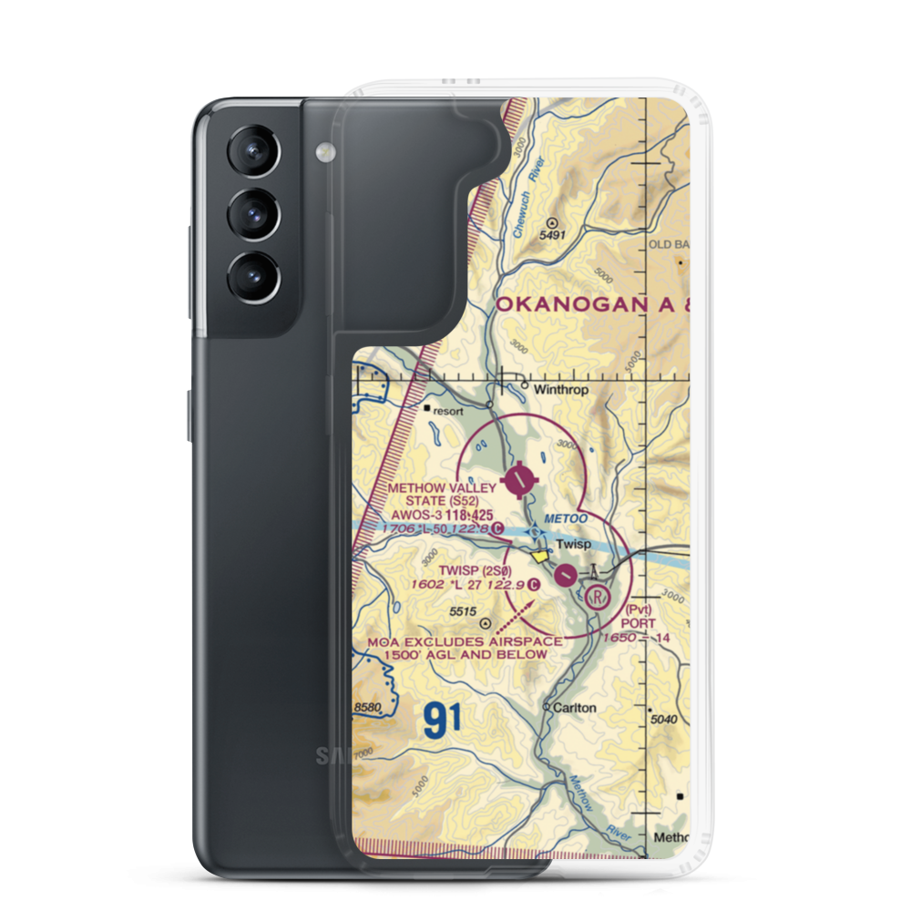 Methow Valley State Airport (S52) VFR Sectional Samsung Case Samsung Galaxy S21 model shown