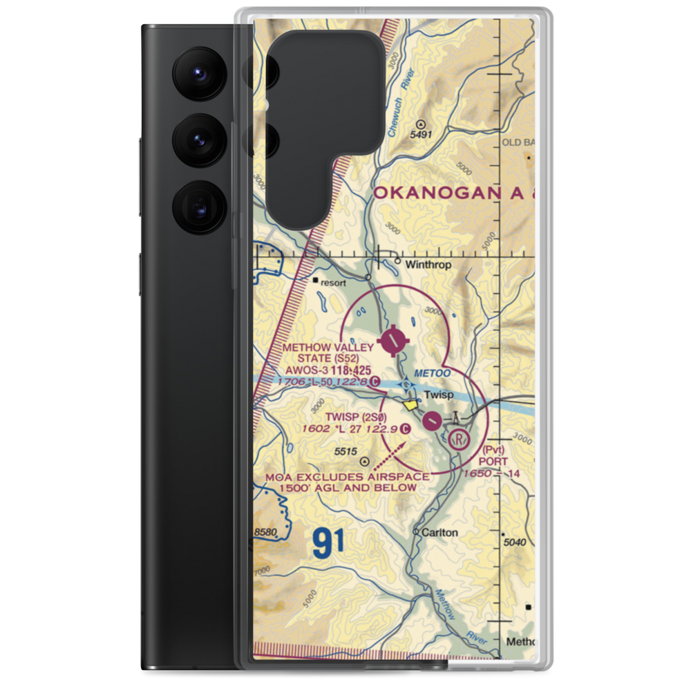 Methow Valley State Airport (S52) VFR Sectional Samsung Case Samsung Galaxy S22 Ultra model shown