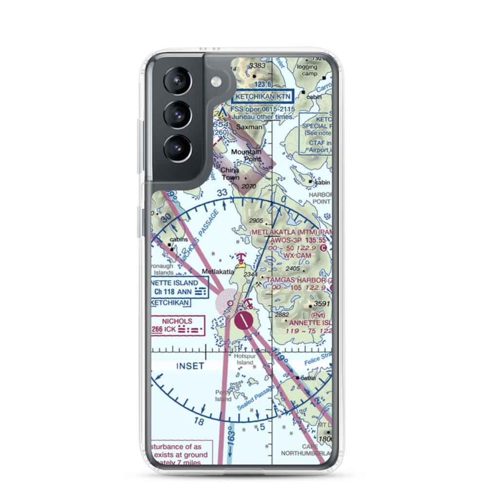 Metlakatla Seaplane Base (MTM) VFR Sectional Samsung Case Samsung Galaxy S21 model shown