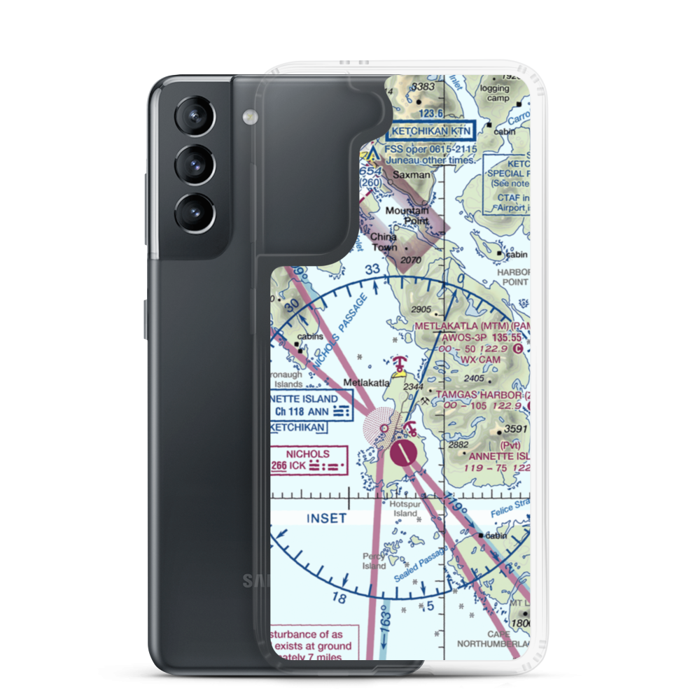 Metlakatla Seaplane Base (MTM) VFR Sectional Samsung Case Samsung Galaxy S21 model shown