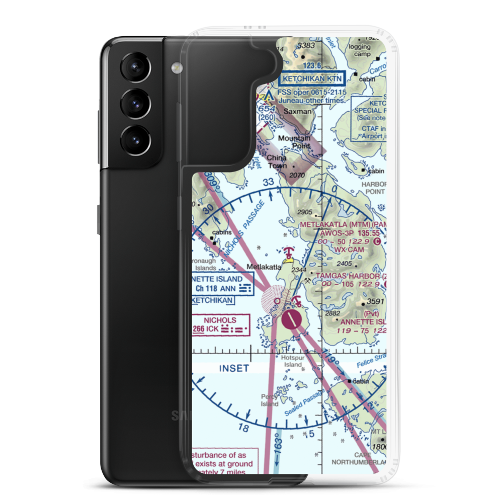 Metlakatla Seaplane Base (MTM) VFR Sectional Samsung Case Samsung Galaxy S21 Plus model shown