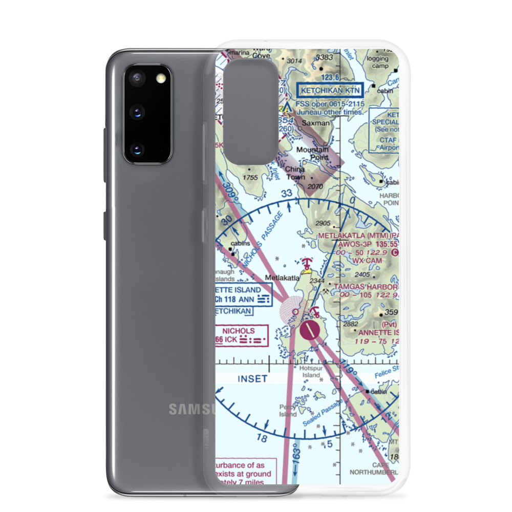 Metlakatla Seaplane Base (MTM) VFR Sectional Samsung Case Samsung Galaxy S20 model shown