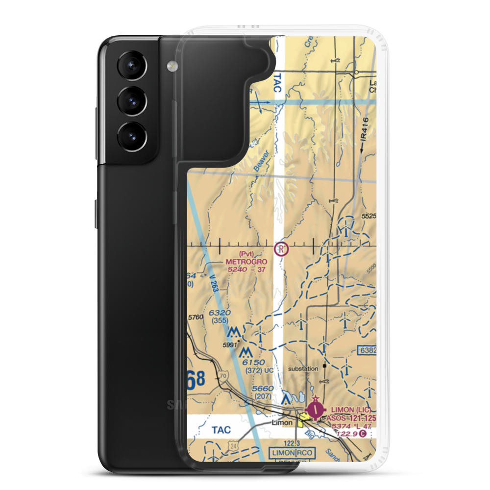 Metrogro Farm Airport (CO25) VFR Sectional Samsung Case Samsung Galaxy S21 Plus model shown