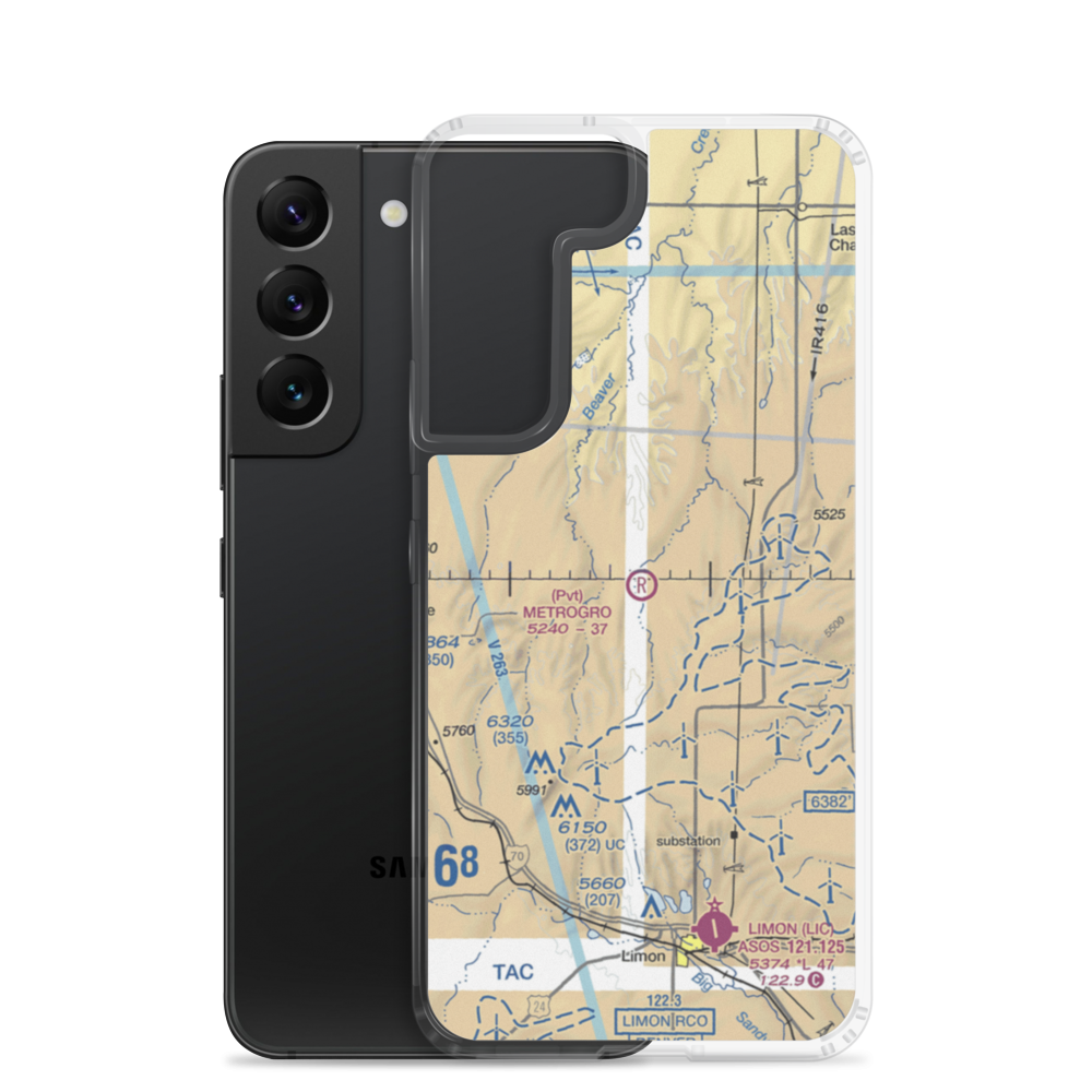 Metrogro Farm Airport (CO25) VFR Sectional Samsung Case Samsung Galaxy S22 model shown
