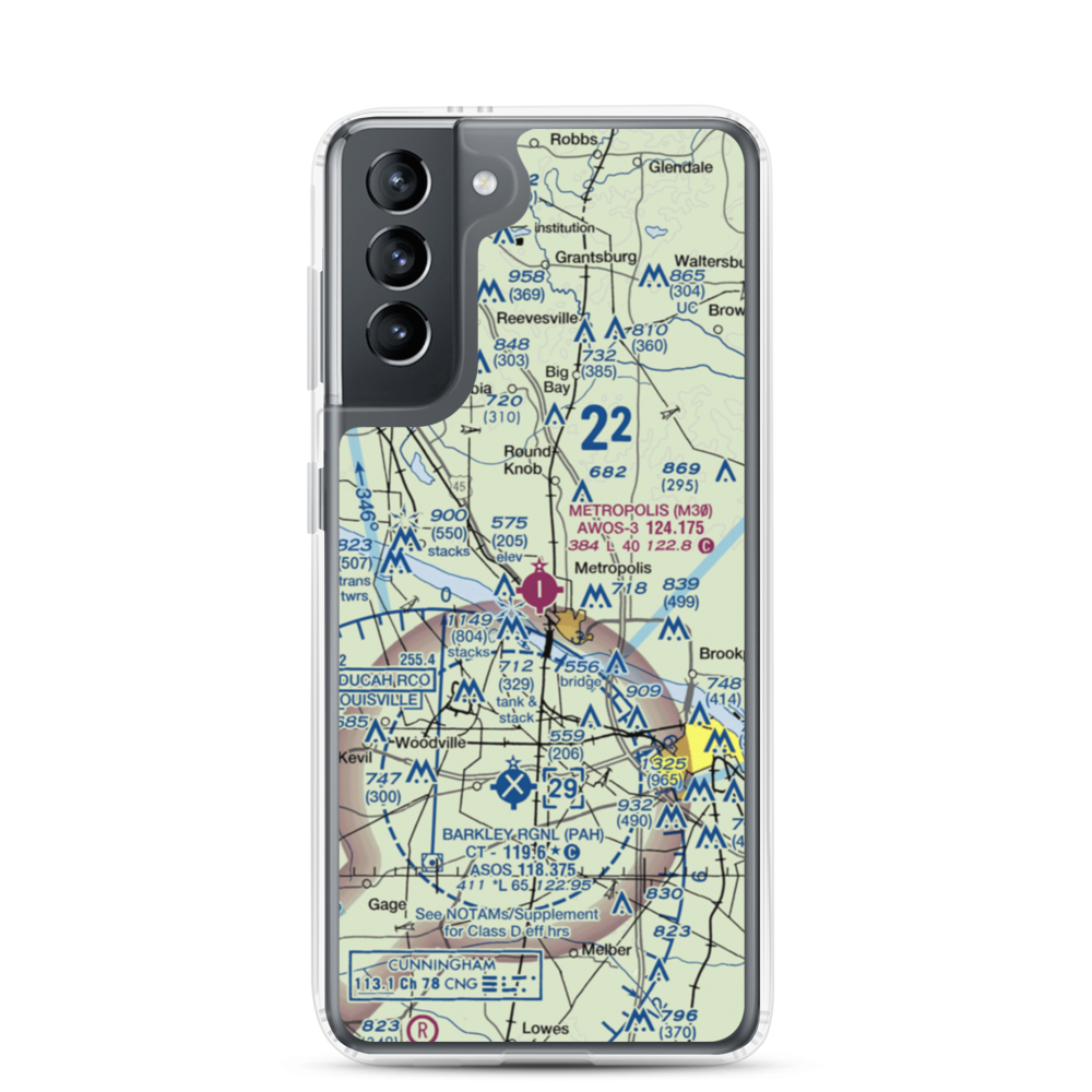 Metropolis Municipal Airport (M30) VFR Sectional Samsung Case Samsung Galaxy S21 model shown
