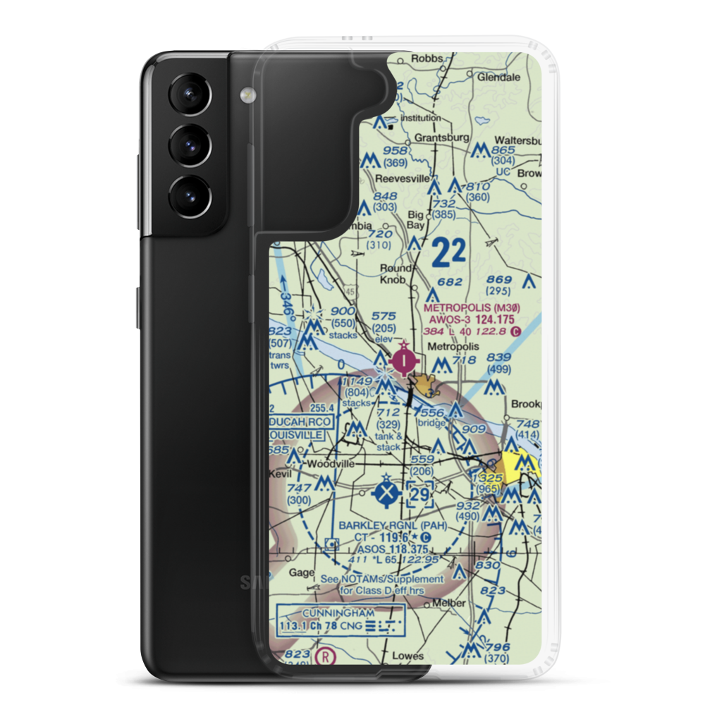 Metropolis Municipal Airport (M30) VFR Sectional Samsung Case Samsung Galaxy S21 Plus model shown